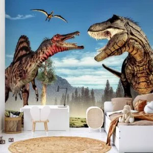 Fotobehang - Fighting Dinosaurs