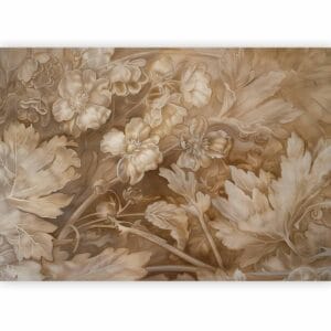 Fotobehang - Floral Ornaments Carved in Delicate Sepia and Brown Shades