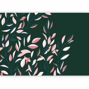 Fotobehang - Flowering vine - minimalist climbing leaves on a green background