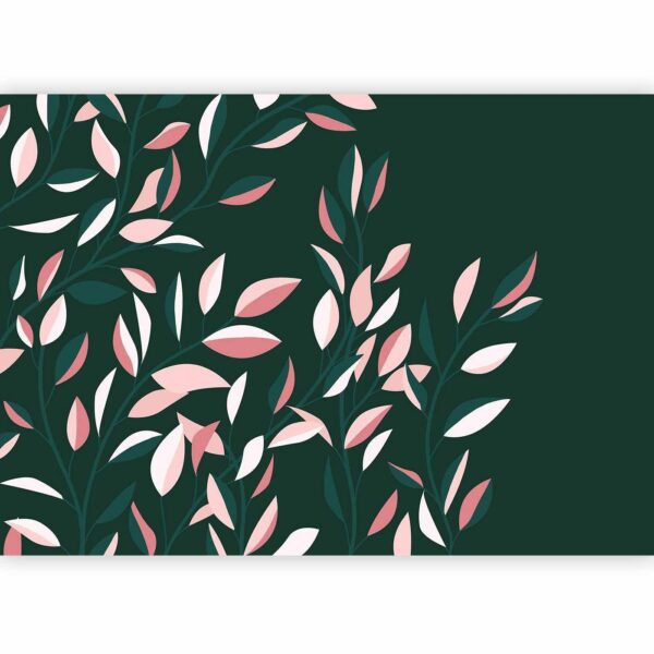 Fotobehang - Flowering vine - minimalist climbing leaves on a green background