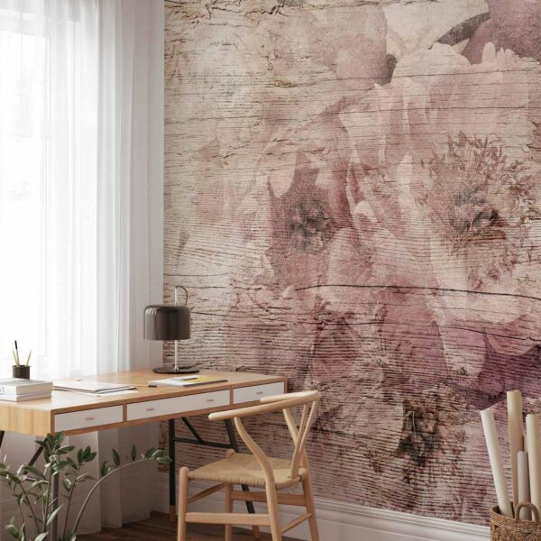 Fotobehang - Flowers on Boards
