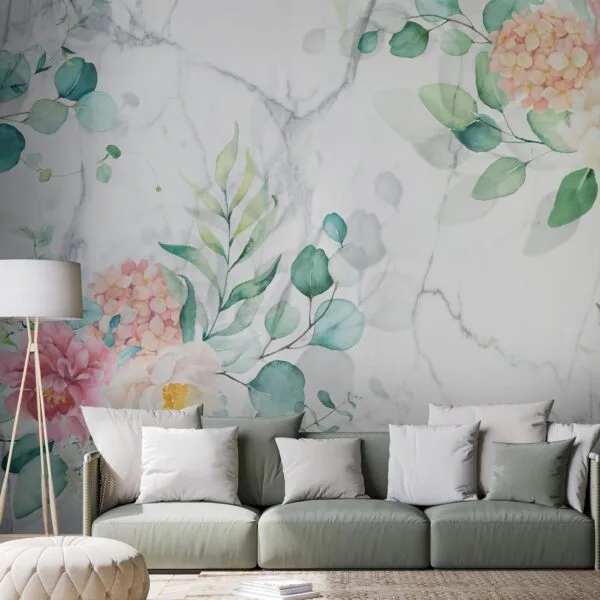 Fotobehang - Flowery Marble