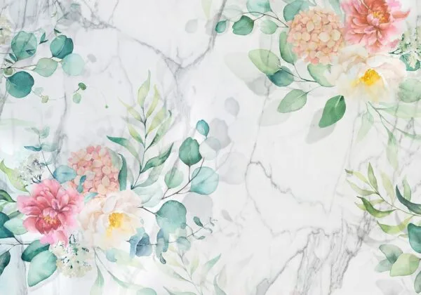 Fotobehang - Flowery Marble