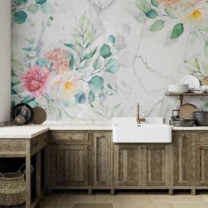 Fotobehang - Flowery Marble