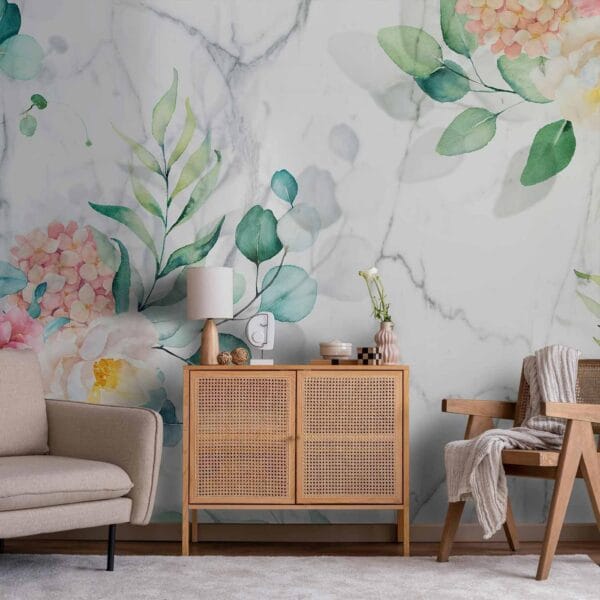 Fotobehang - Flowery Marble