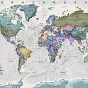 Fotobehang - Geography study - world map with signed countries in English