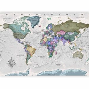 Fotobehang - Geography study - world map with signed countries in English