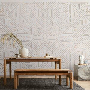 Fotobehang - Geometric Pattern Shades of Gold and Marble Stone