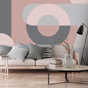 Fotobehang - Geometric Wreath (Pink)