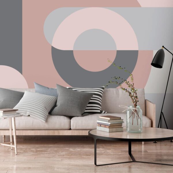 Fotobehang - Geometric Wreath (Pink)