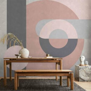 Fotobehang - Geometric Wreath (Pink)