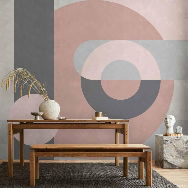 Fotobehang - Geometric Wreath (Pink)