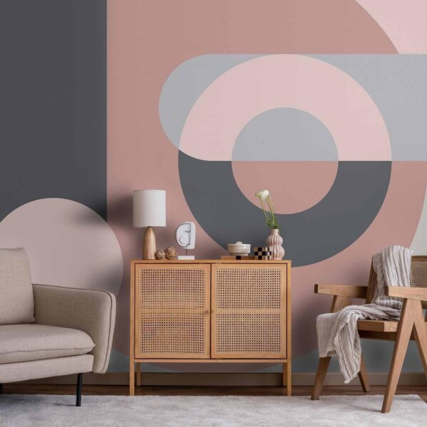 Fotobehang - Geometric Wreath (Pink)