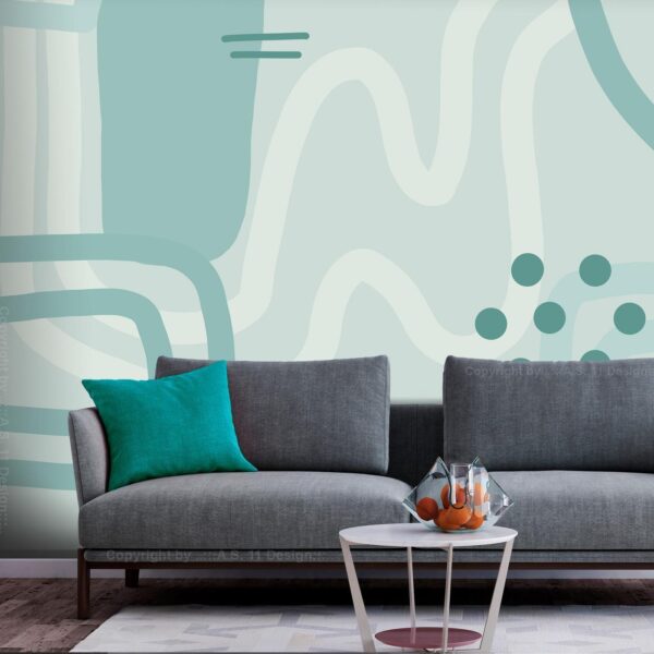 Fotobehang - Geometric forms and patterns - abstract background with turquoise patterns