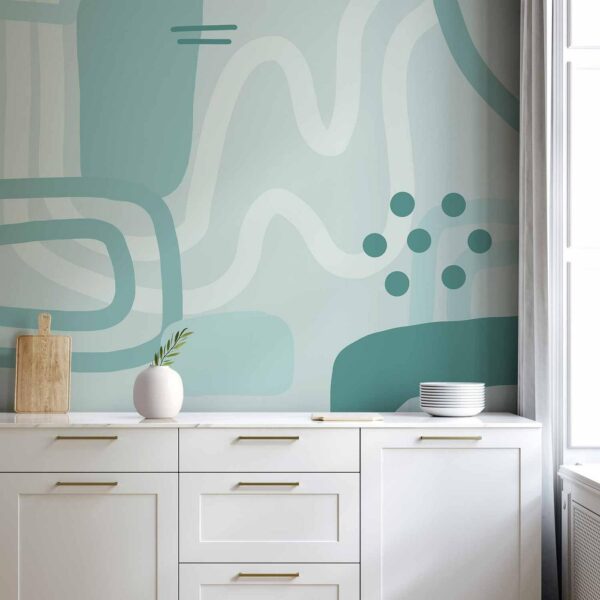 Fotobehang - Geometric forms and patterns - abstract background with turquoise patterns