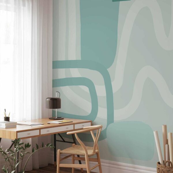 Fotobehang - Geometric forms and patterns - abstract background with turquoise patterns