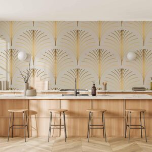 Fotobehang - Gold Linear Pattern on Marble Background