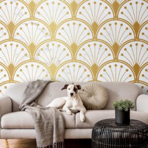 Fotobehang - Gold and Marble Art Deco-inspired Pattern