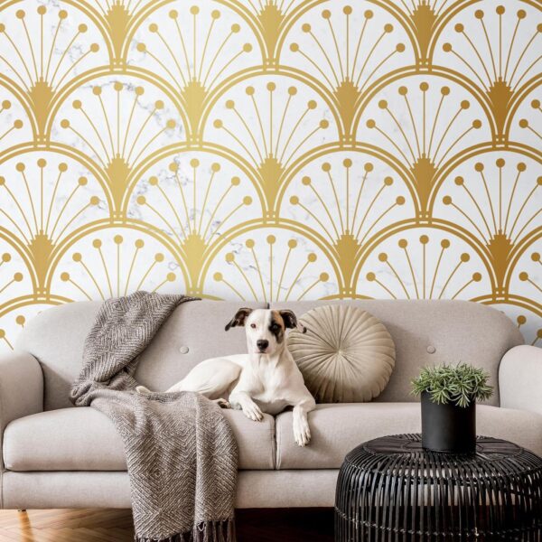 Fotobehang - Gold and Marble Art Deco-inspired Pattern