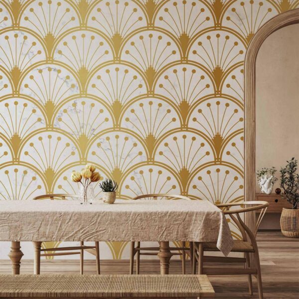 Fotobehang - Gold and Marble Art Deco-inspired Pattern