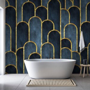 Fotobehang - Gold and Navy Blue Pattern