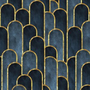 Fotobehang - Gold and Navy Blue Pattern