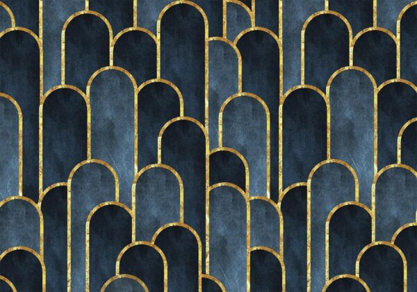 Fotobehang - Gold and Navy Blue Pattern