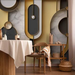 Fotobehang - Gold-marble Geometric Pattern