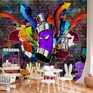 Fotobehang - Graffiti: Colourful attack