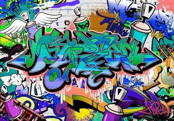 Fotobehang - Graffiti: blue theme