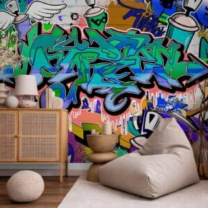 Fotobehang - Graffiti: blue theme