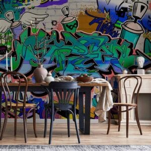 Fotobehang - Graffiti: blue theme