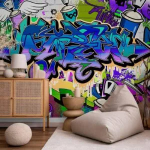 Fotobehang - Graffiti: violet theme