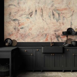 Fotobehang - Greek laurels - composition with leaves in patterns on a background in yellow tones