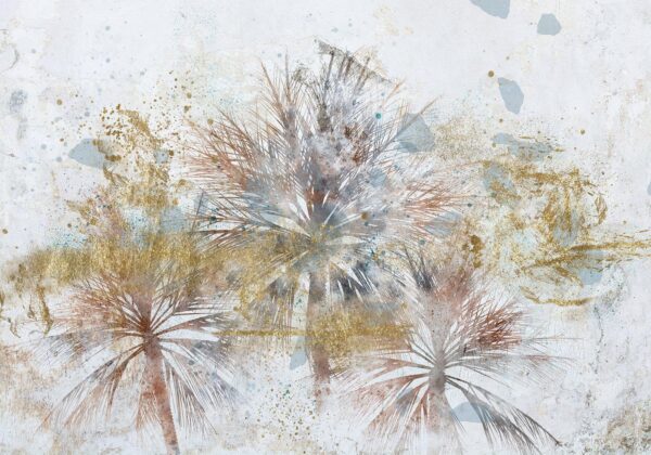 Fotobehang - Grey palms - plant motif in an abstract composition with patterns