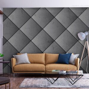 Fotobehang - Grey symmetry - geometric pattern in concrete pattern with black joints