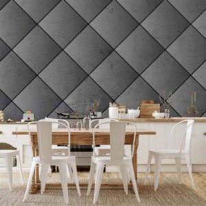 Fotobehang - Grey symmetry - geometric pattern in concrete pattern with black joints