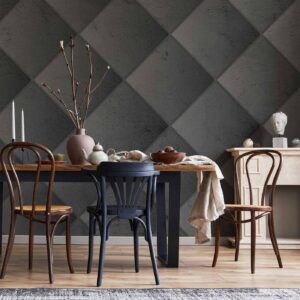 Fotobehang - Grey symmetry - geometric pattern in concrete pattern with light joints