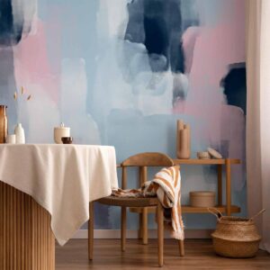 Fotobehang - Harmonious colours - abstract with blue and pink shapes