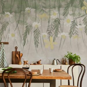 Fotobehang - Home herbarium - subtle floral motif with flowers in watercolour style