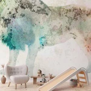 Fotobehang - King of the animals - lion on a solid textured background with coloured accent