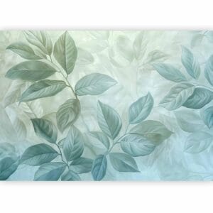 Fotobehang - Large Leaves in Shades of Green-Mint: Botanical Motif