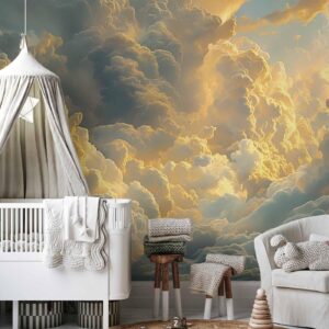 Fotobehang - Last Breath of the Day: Clouds Illuminated by Evening Glow