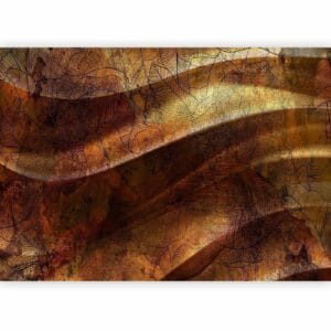 Fotobehang - Liquid gold - abstract wavy composition with leaf patterns