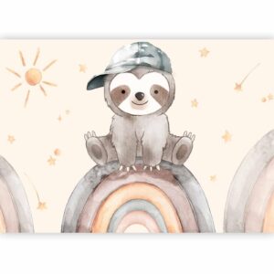 Fotobehang - Little Sloth Among Stars and Rainbows