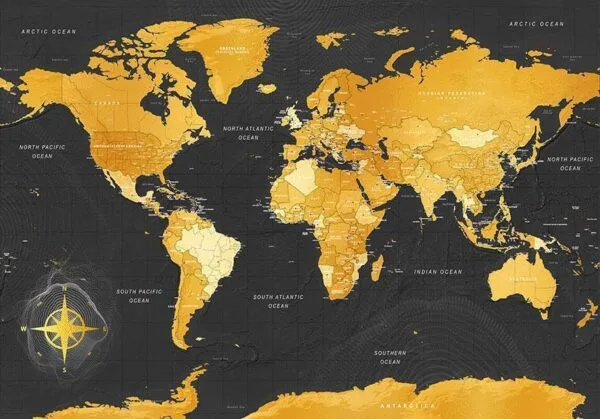 Fotobehang - Map: Golden World