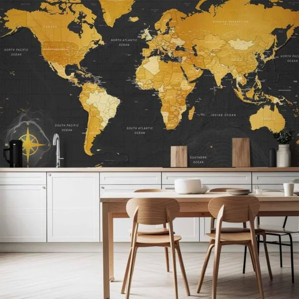 Fotobehang - Map: Golden World