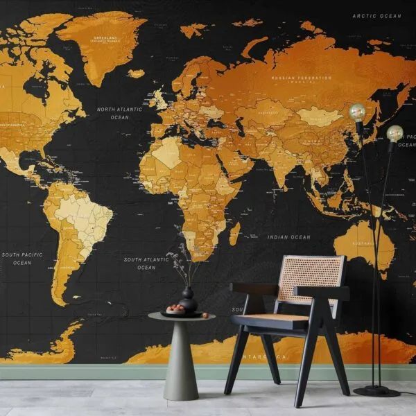 Fotobehang - Map: Golden World