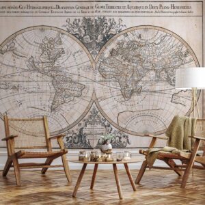 Fotobehang - Mappe-Monde Geo-Hydrographique