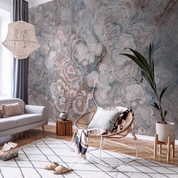 Fotobehang - Marble Flowers - Natural Stone Structures in Pastel Colours